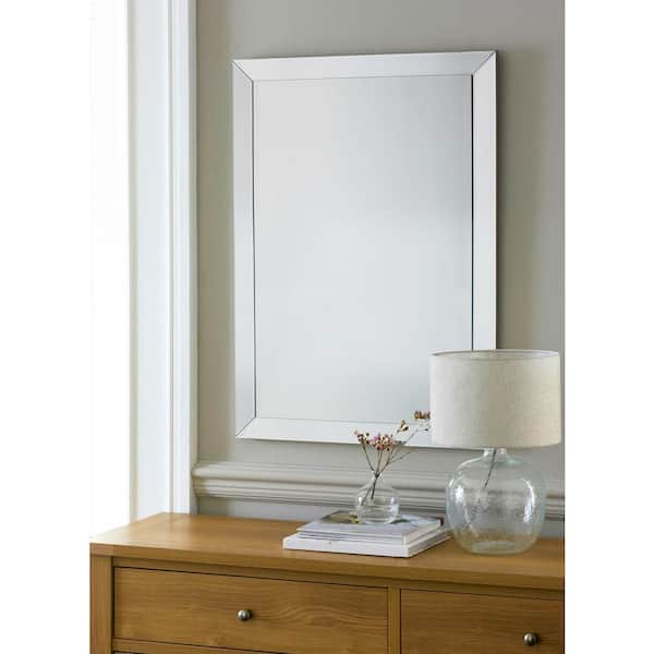 Home Decorators Collection 24 in. W x 36 in. H Rectangular Plastic Framed Wall Bathroom Vanity Mirror in Silver (Screws Not Included)