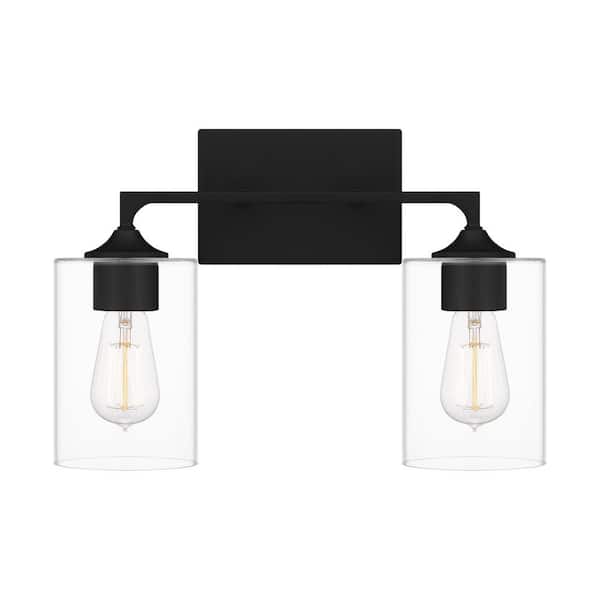 Quoizel Prescott 16.25 in. 2-Light Matte Black Bath Vanity Light
