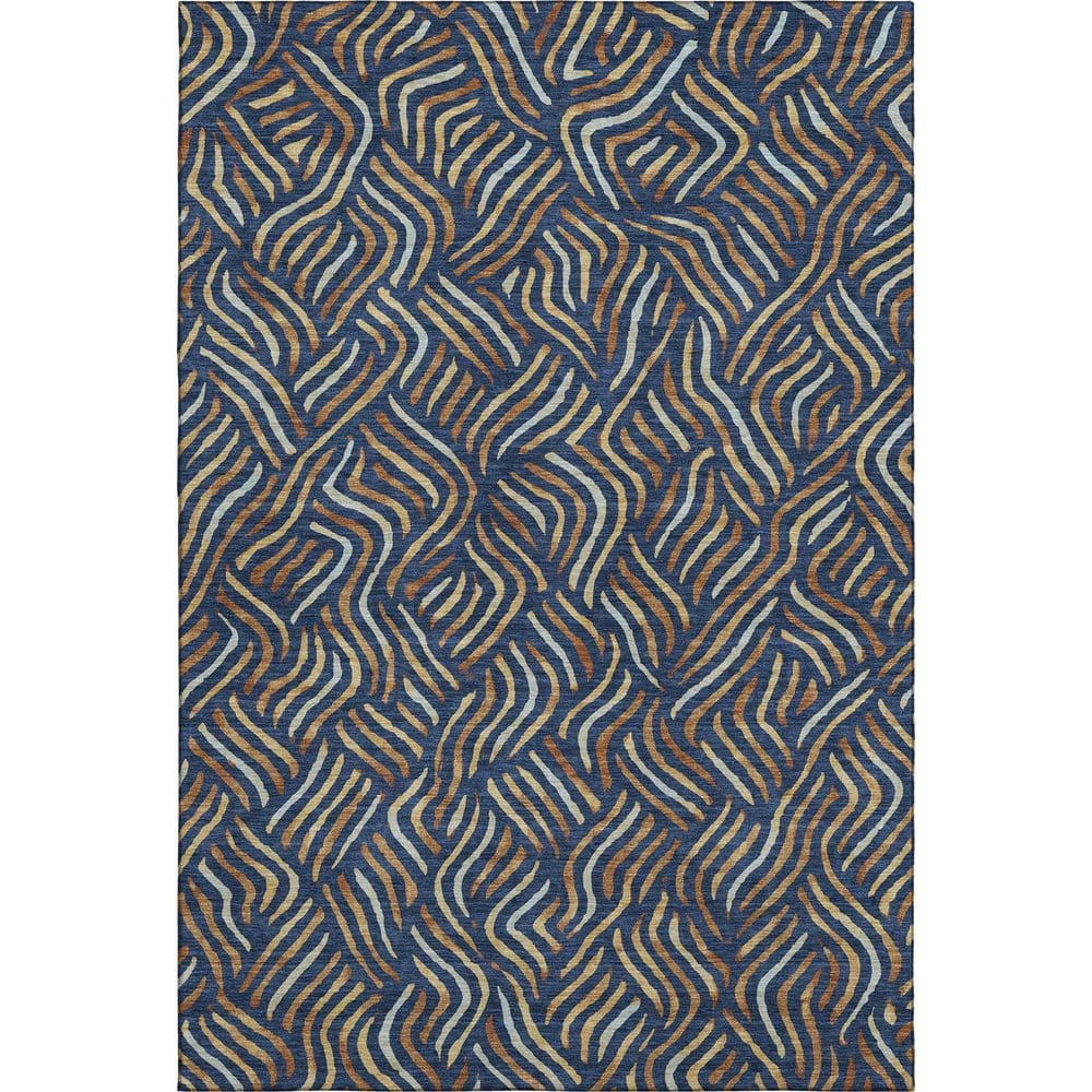 Mayfield Premium Machine Washable Abstract AMF2474 Navy 9 ft. x 12 ft. Area Rug price history on PriceWatchPro