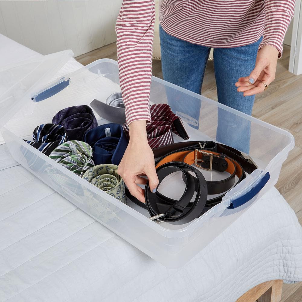 Clear Stackable Plastic Storage Bins with Latching Lids, 41 Qt, 4-Pack