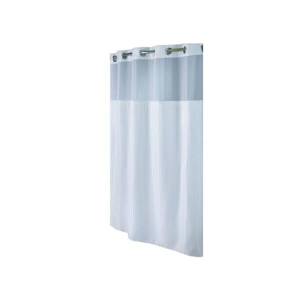 Hookless Shower Curtain in White Herringbone