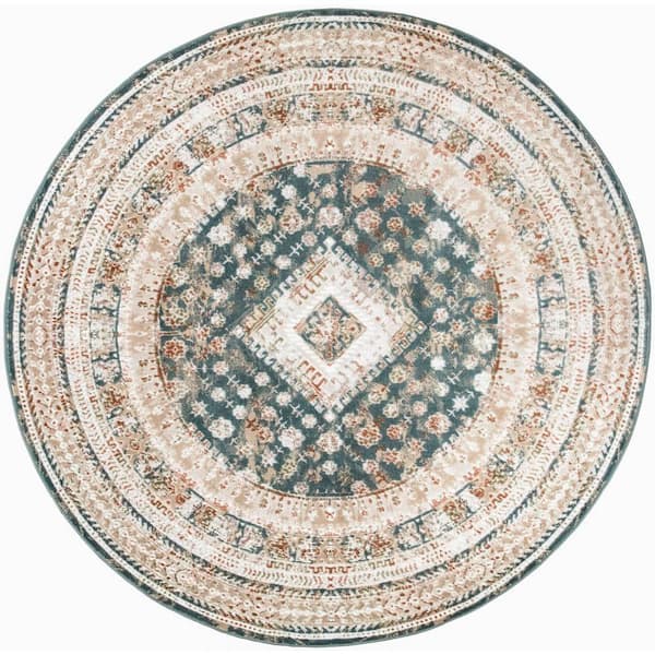 Nourison Thalia Green Ivory 8 ft. x 8 ft. All-over design Transitional Round Area Rug