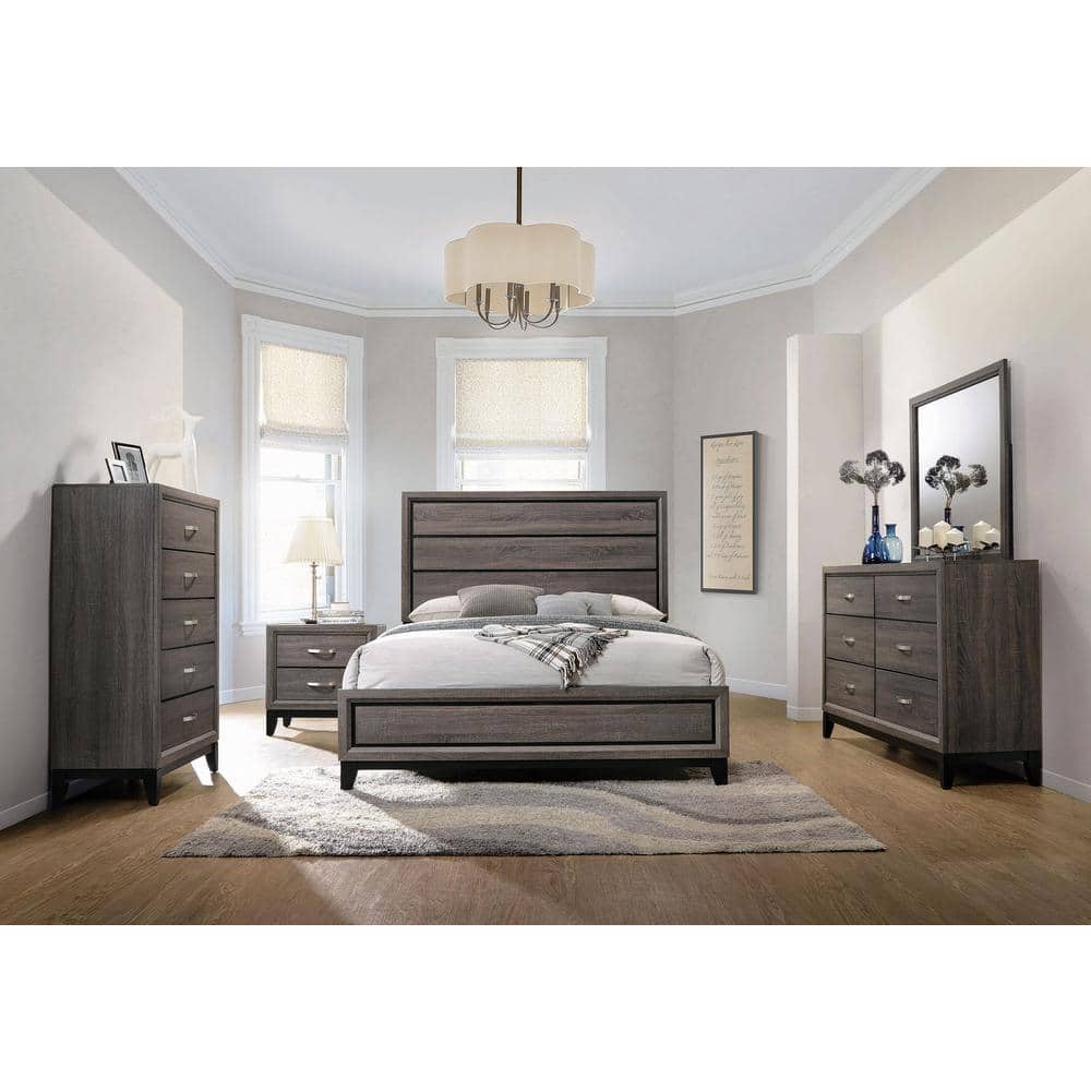 Watson 24" Gray Oak and Black 2-Drawer Nightstand