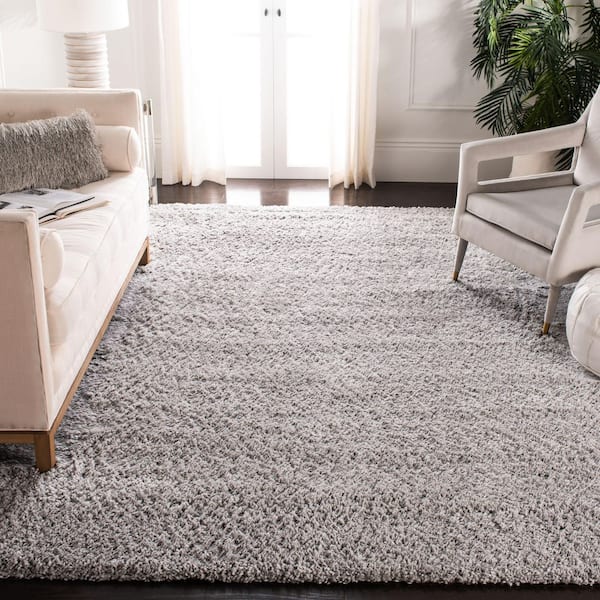 Fontana Shag Gray 4 ft. x 4 ft. Solid Square Area Rug