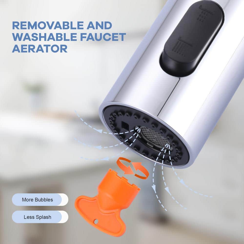 Chrome 3-Function Kitchen Faucet Spray Head with 9 Adapters