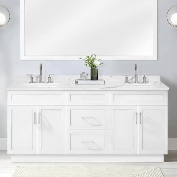 PROOX 72 in. W x 22 in. D Quartz White Rectangular Double