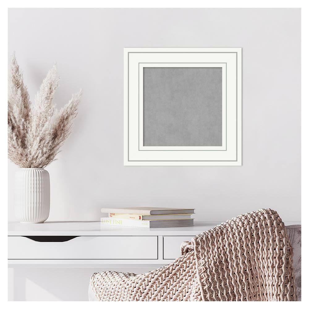 Grey and White Wood Framed Magnetic Memo Board 12x12