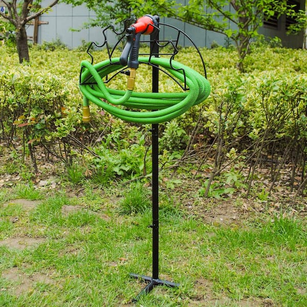 Garden Water Hose Holder for Outside Lawn Hose Holder Free Standing Metal Stake Heavy-Duty Hose Pipe Blade Span