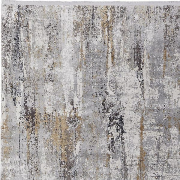 13 ft. x 20 ft. Gray, Ivory, Gold Abstract Area Rug
