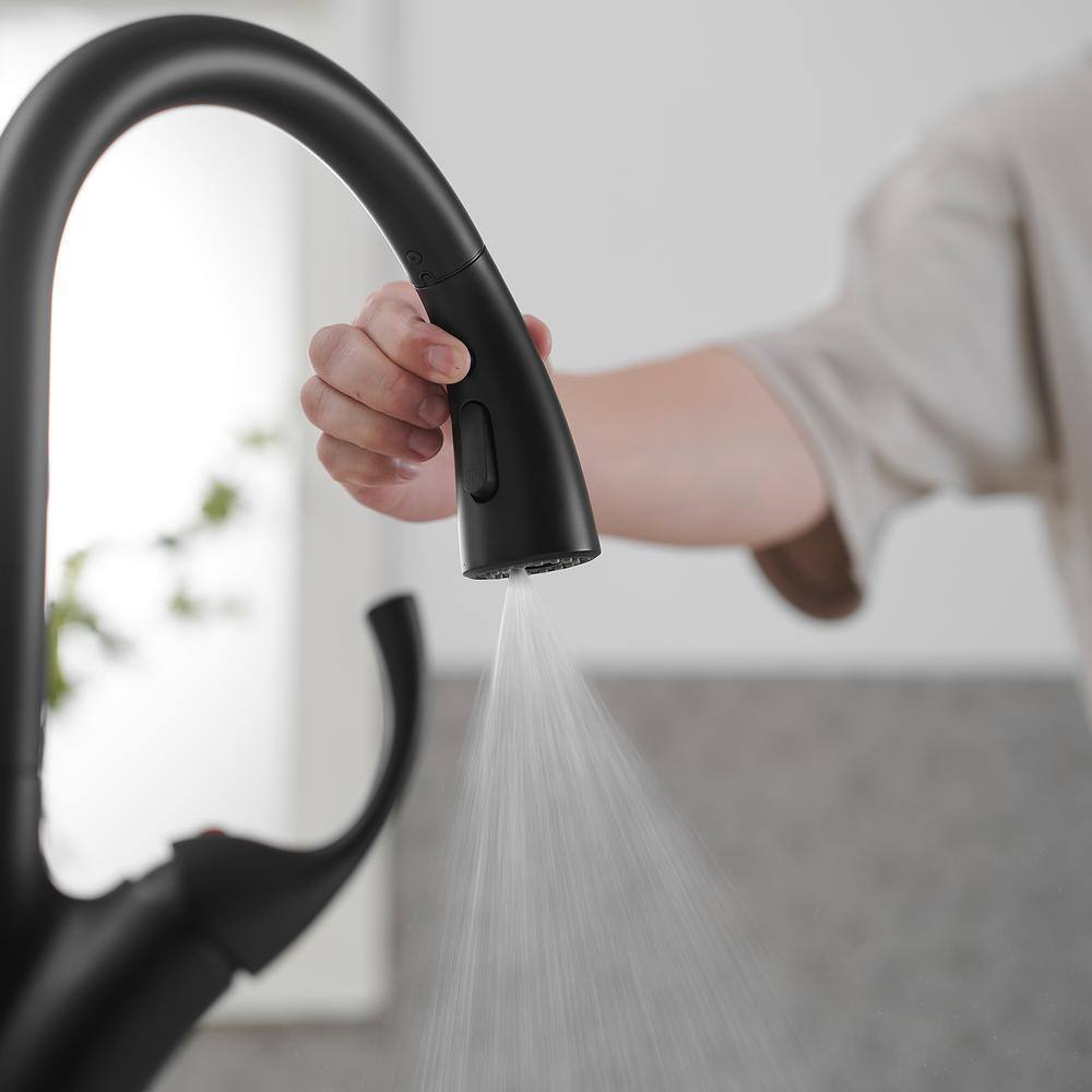 Matte Black High-Arc Single Handle Pull-Down Sprayer Kitchen Faucet