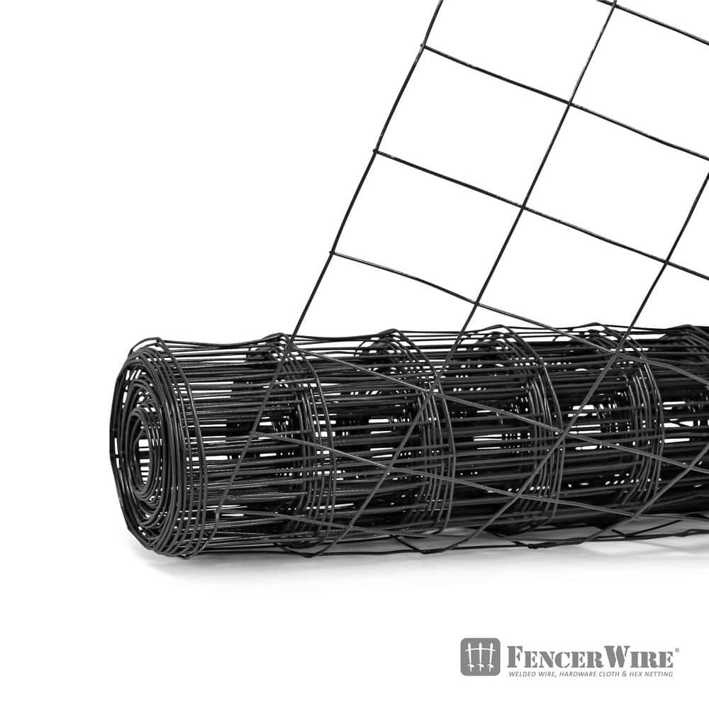 Fencer Wire 5 ft. x 50 ft. 16-Gauge Black Vinyl Coated Welded Wire Fence with 3 in. x 2 in. Mesh, Black Garden Welded Mesh