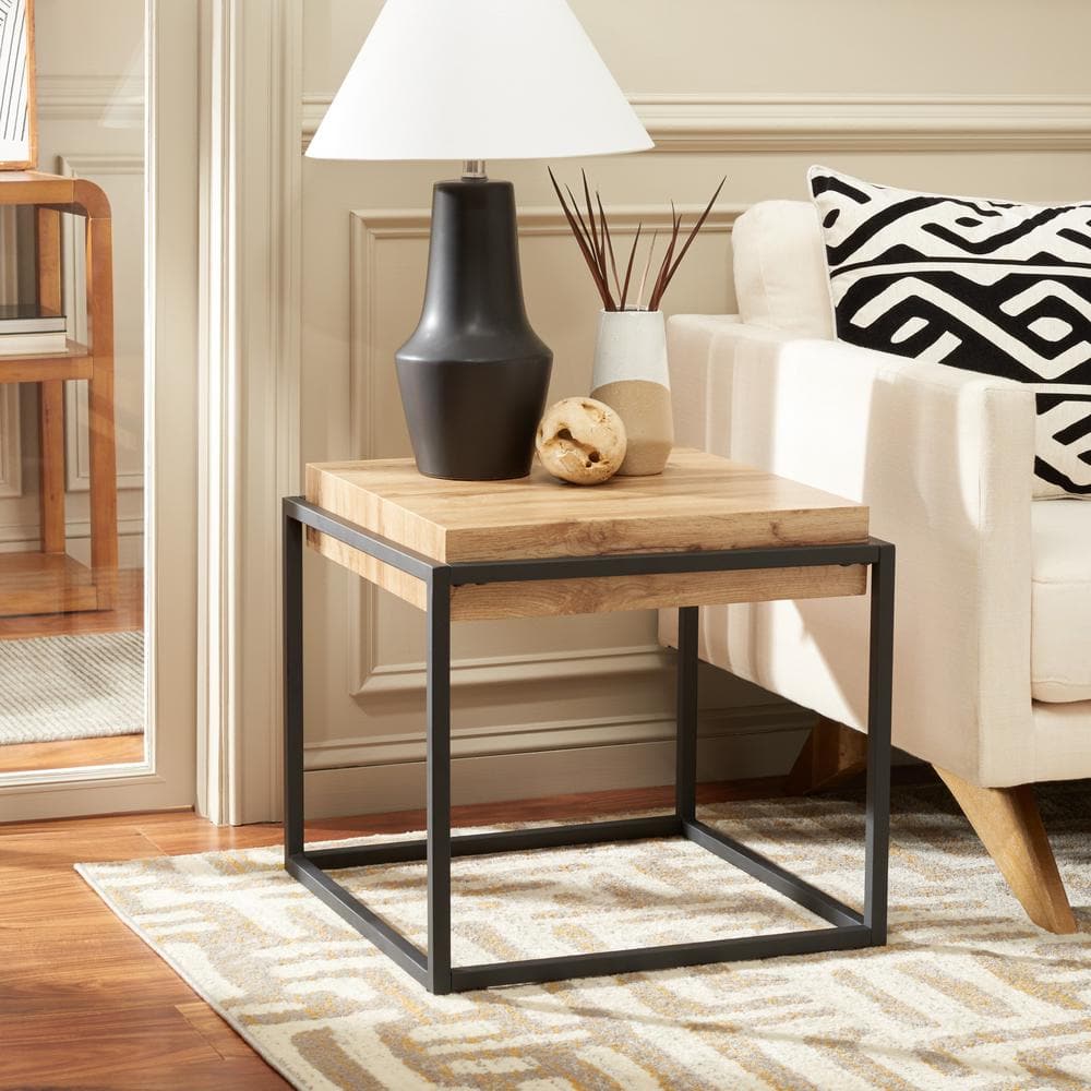 Edgefield 21.3 in. Natural/Black Square Wood End Table - thumbnail 8