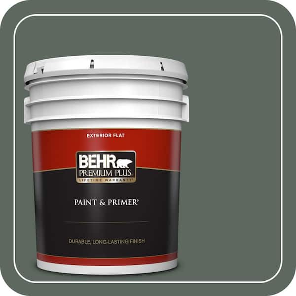 BEHR PREMIUM PLUS 5 gal. #N420-6 Pine Mountain Flat Exterior Paint & Primer