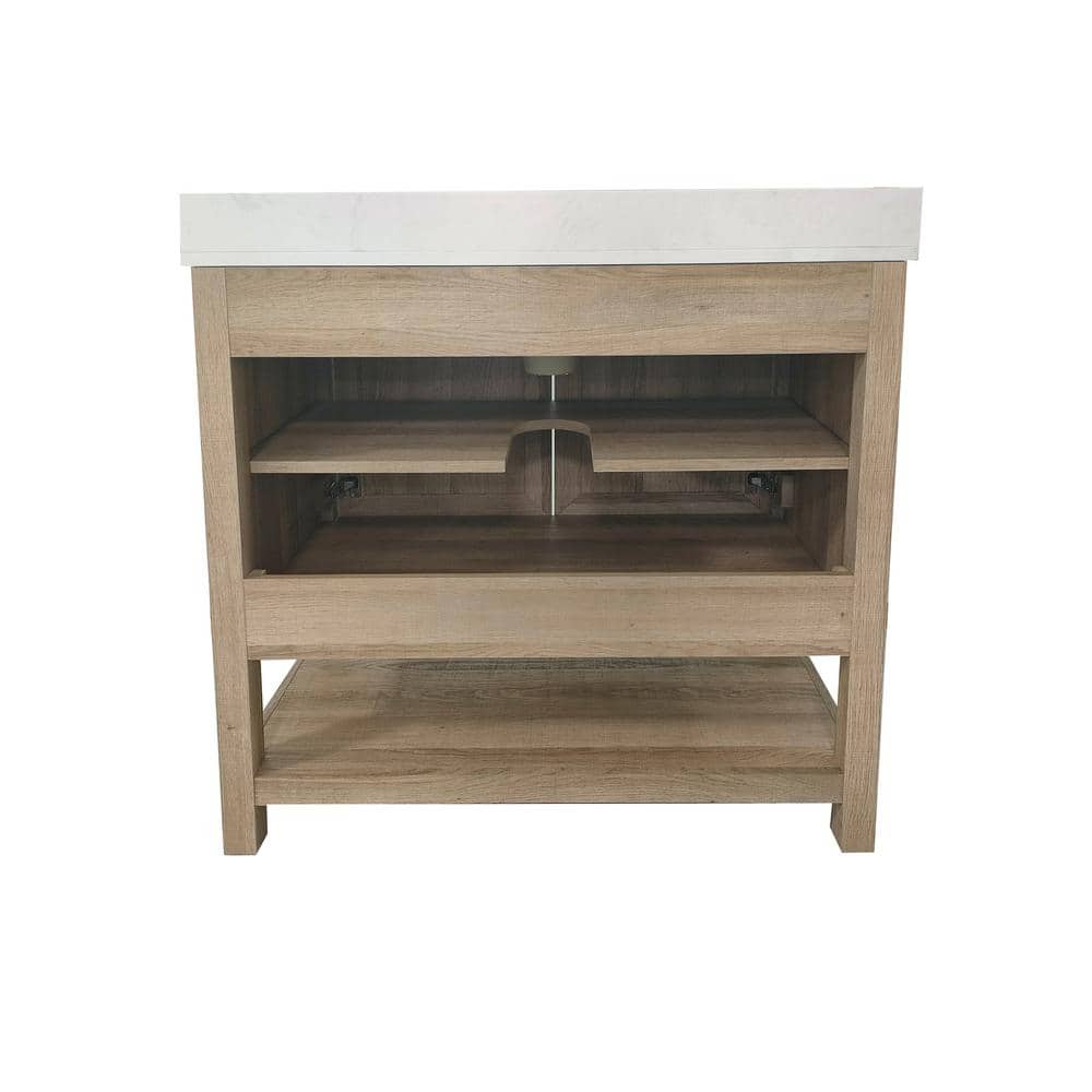 Vivien 36" Brown Wood Bathroom Vanity with Stoneware Surface