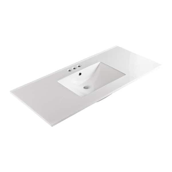 Bellaterra Home Stoholm II 49 in. Drop-In Ceramic Bathroom Sink in White