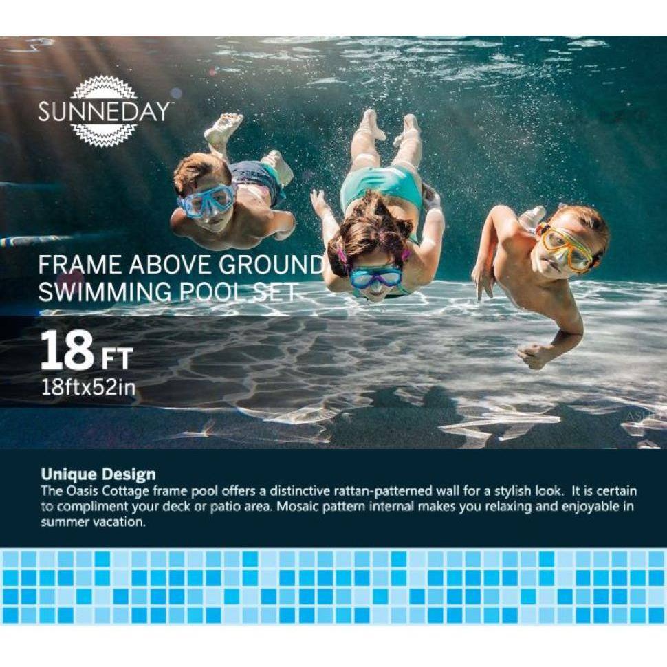 Sunneday 24' Round Rattan Soft-Sided Pool with Metal Frame