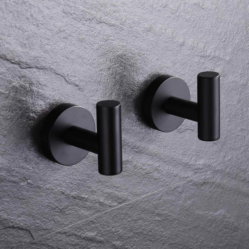 Stainless Steel Matte Black Round Bathroom Robe and Towel Hook Set
