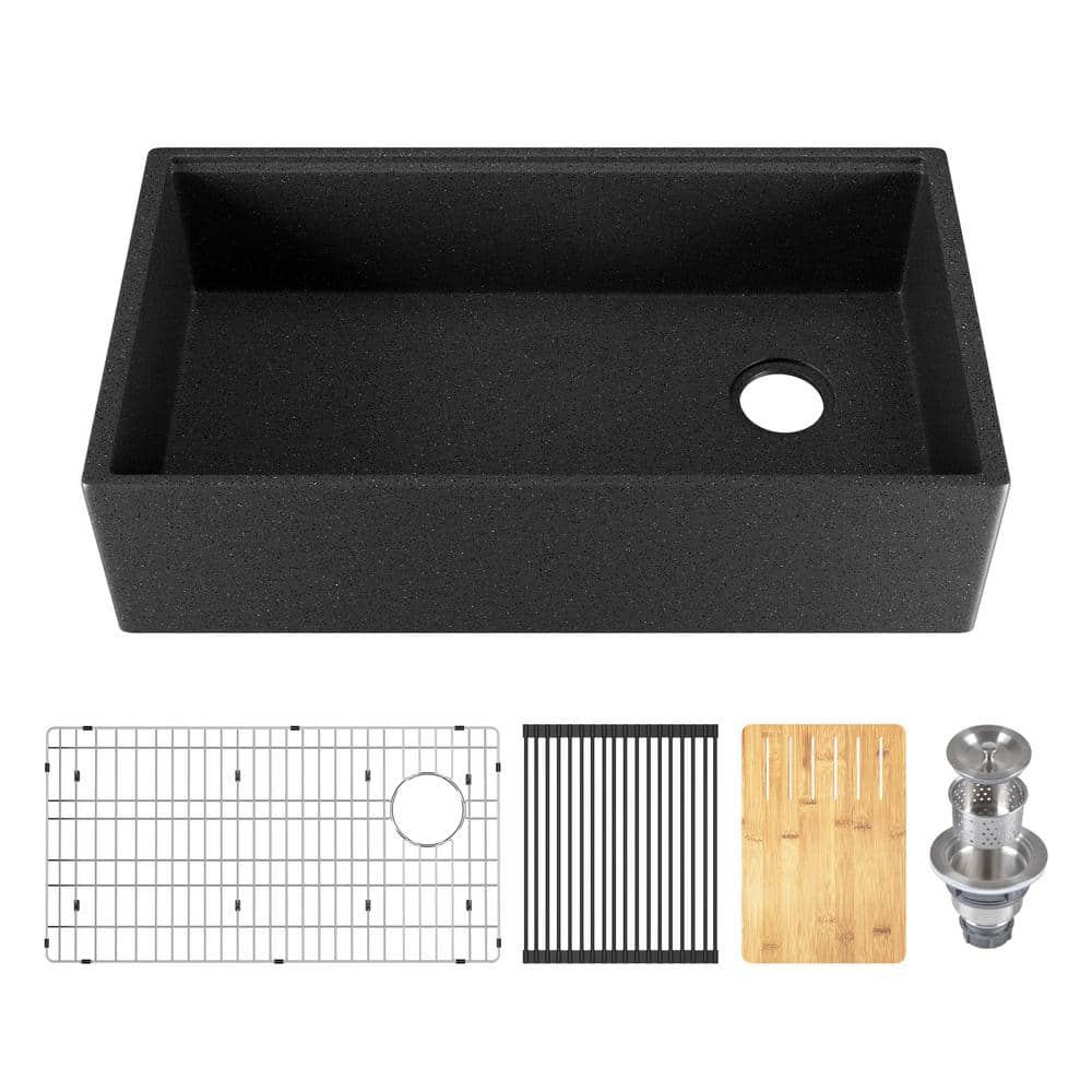 33" Dark Brown Stainless Steel Farmhouse Drop-In Kitchen Sink