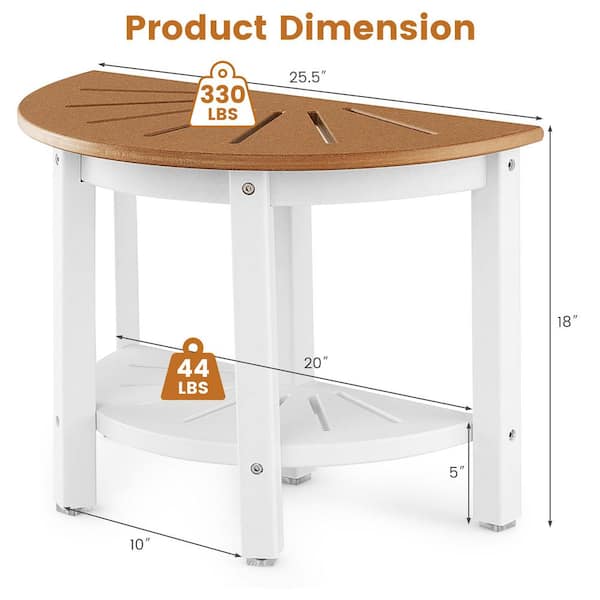 Costway 24'' X 12'' Heavy Duty Waterproof Hdpe Shower Bench Stool