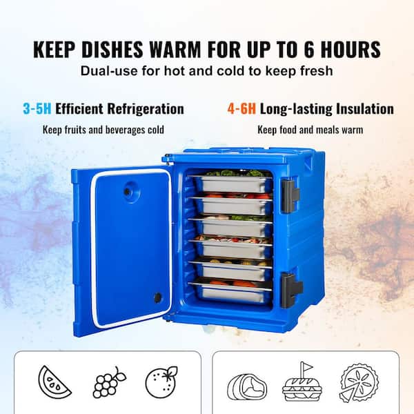 SVOPES 95 qt. Insulated Food Pan Carrier, Blue Hot Box, Front