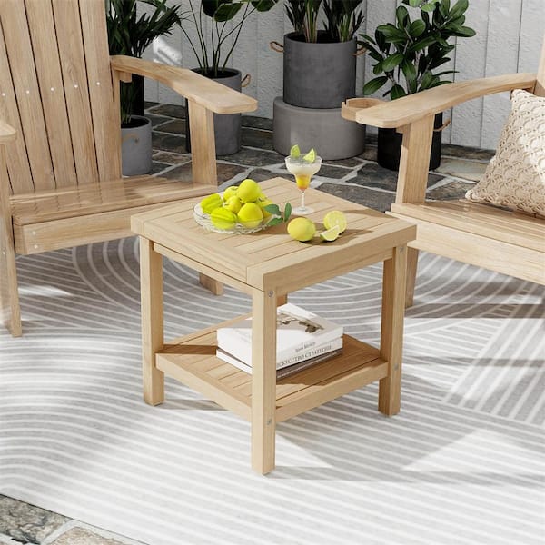 1-piece 20 in. Natural Teak Wood Outdoor End Table