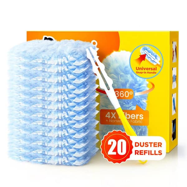 Blue 20-Refills Unscented Disposable Duster Refills with Handle for 360° Multisurface Household Cleaning (1-Pack)