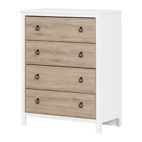 South Shore Cotton Candy 4-Drawer White and Rustic Oak Chest