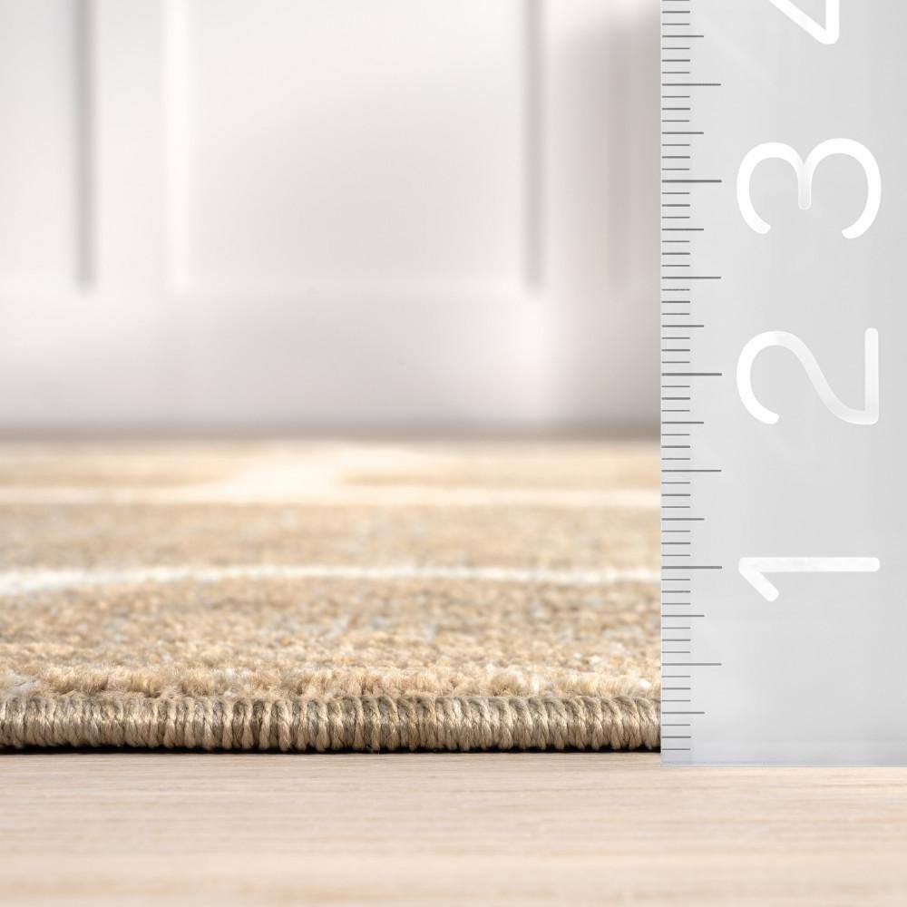 Aadhya Light Brown Geometric 5' x 8' Synthetic Area Rug
