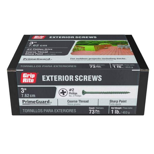 Grip-Rite #9 x 3 in. Philips Bugle-Head Coarse Thread Sharp Point Polymer Coated Exterior Screw (1 lb./Pack)