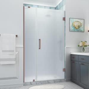 Belmore XL 45.25 - 46.25 in. x 80 in. Frameless Hinged Shower Door with Ultra-Bright Frosted Glass in Bronze