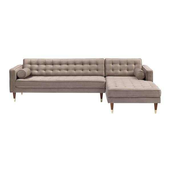 Armen Living Somerset Taupe Velvet Mid Century Modern Right Sectional Sofa Lcsmsetau The Home Depot - Taupe Leather Sectional Sofa Armen Living Somerset Taupe Velvet Mid Century Modern Right Sectional Sofa Lcsmsetau The Home Depot - Taupe Leather Sectional Sofa
