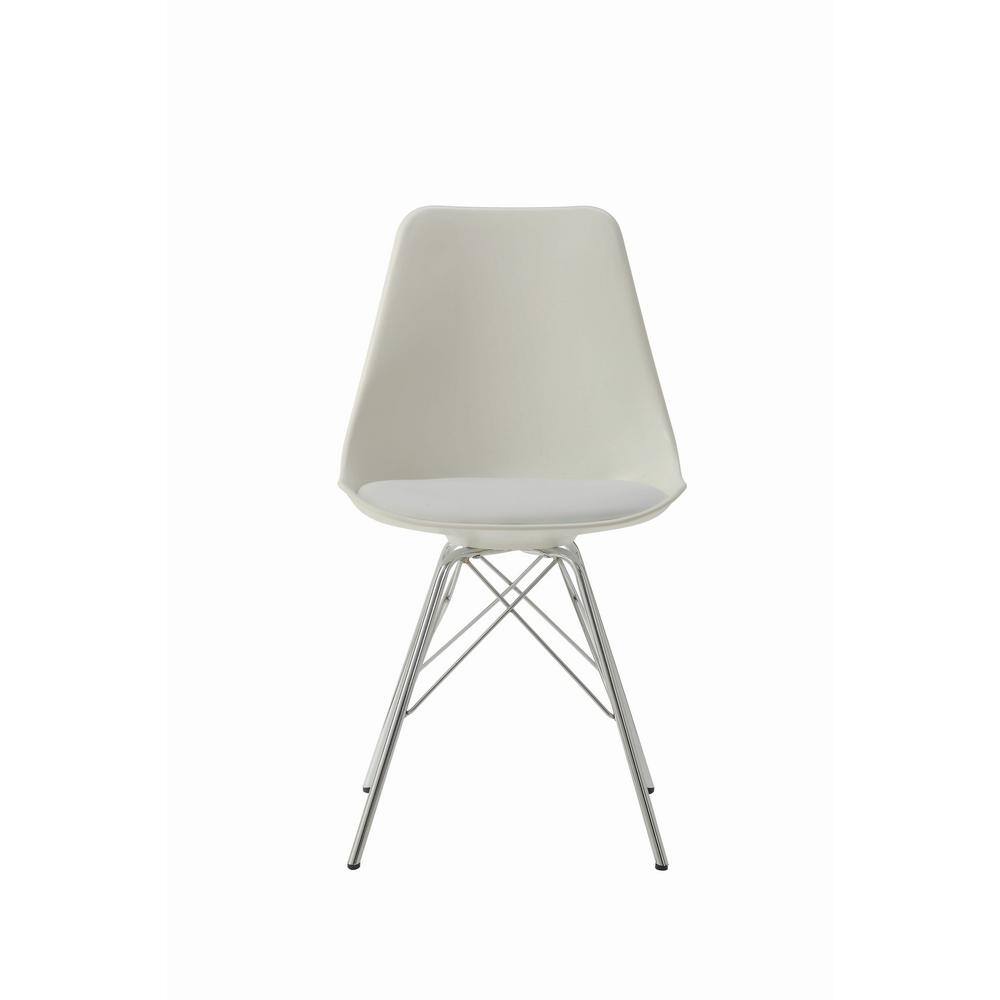 White Metal Contemporary Side Chair with Padded Seat