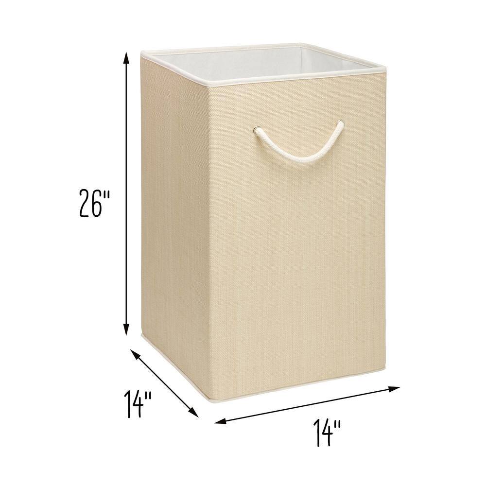 Beige Collapsible Resin Laundry Hamper with Lid and Handles