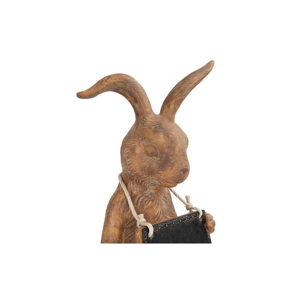 Brown Resin Rabbit Figurine with Chalkboard, 19.88" Height