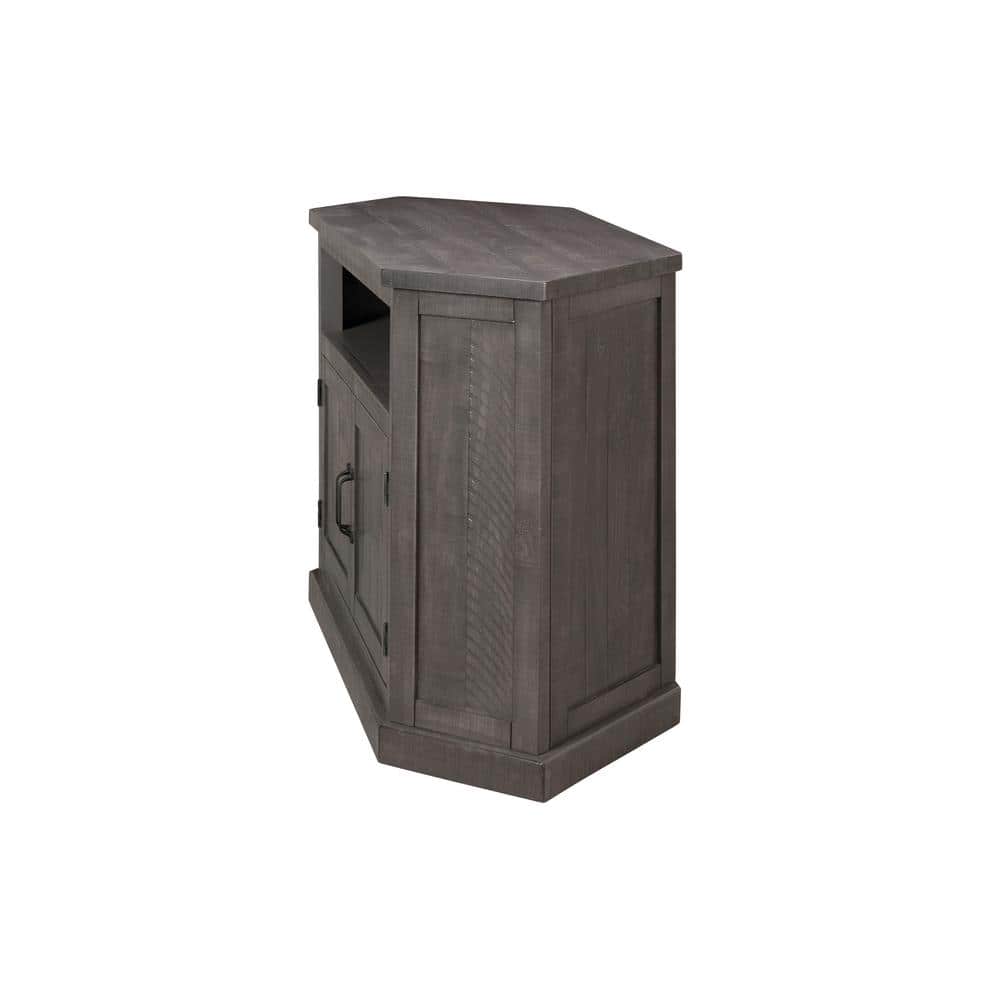 Gray 50" Solid Wood Corner TV Stand with Cabinet