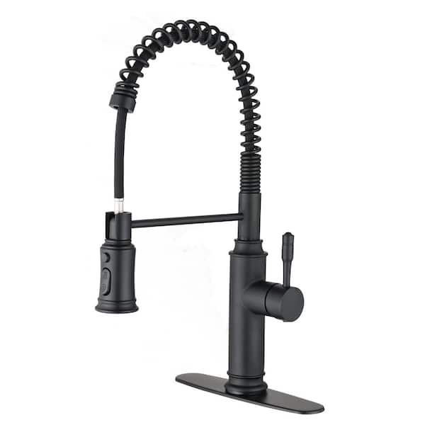 UKISHIRO Single Handle Pull-Down Sprayer Kitchen Faucet with Touchless Sensor in Matte Black