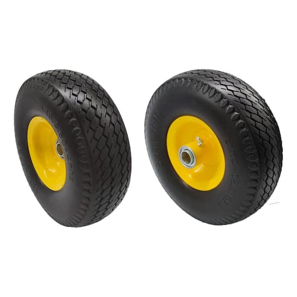 Ogracwheel 10 in. No Flat Replacement Tire 3/4 in. Bore 2.2 in. Offset Flat Free Tire and Wheel for Universal Garden Carts (2-Pack)