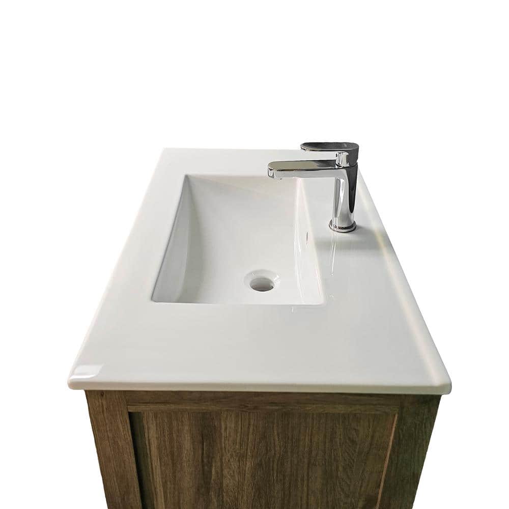 Livorno 30" Woodgrain Freestanding Vanity with White Ceramic Top
