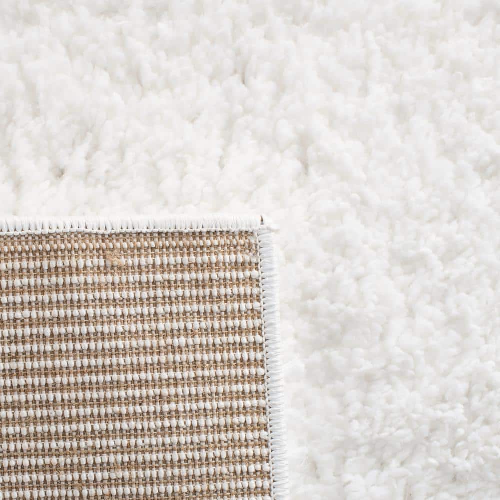 Luxe White Shag 3' x 5' Synthetic Rectangular Rug