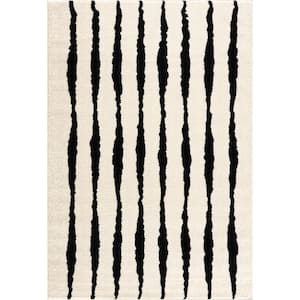Nordic Cream/Black 5 ft. x 8 ft. Striped Area Rug