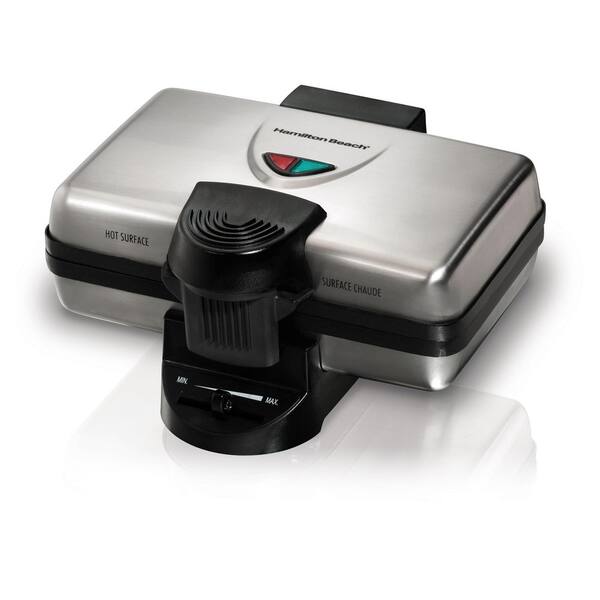 Hamilton Beach 650 W Single Waffle Stainless Steel Belgian Waffle Maker 26009G The Home Depot