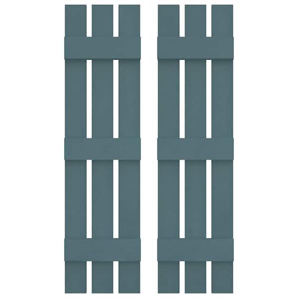 12 in. W x 59 in. H Vinyl Exterior Spaced Board and Batten Shutters Pair in Wedgewood Blue