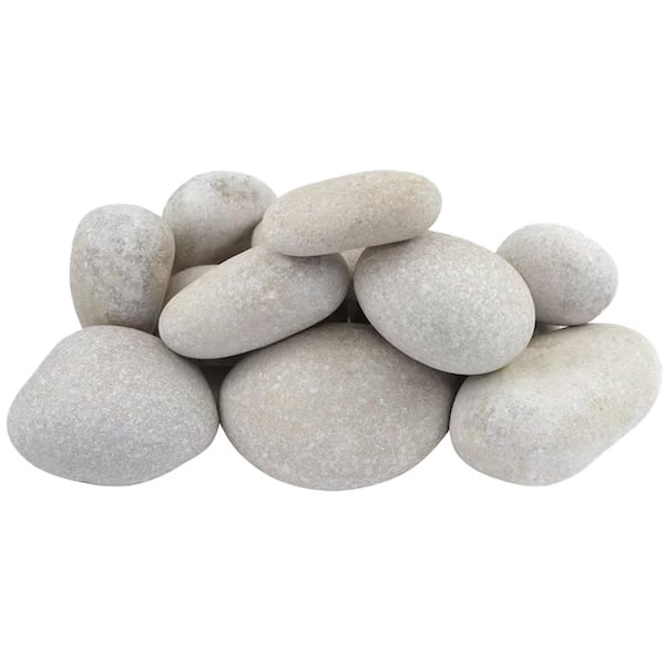 Ashman Online 1-3 in. White Beach Stone Pebbles Solar 20 lbs. Pack for Garden, Pathway Decor, Aquarium and Water Fountains
