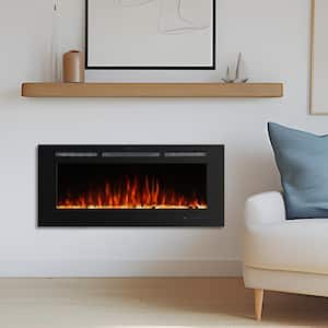 42 in. Electric Fireplace Insert with Remote and Log Crystal, Black