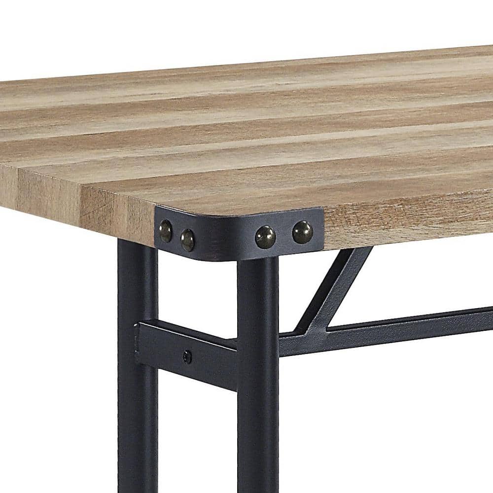 Edina 64" Oak and Sandy Black Industrial Dining Table