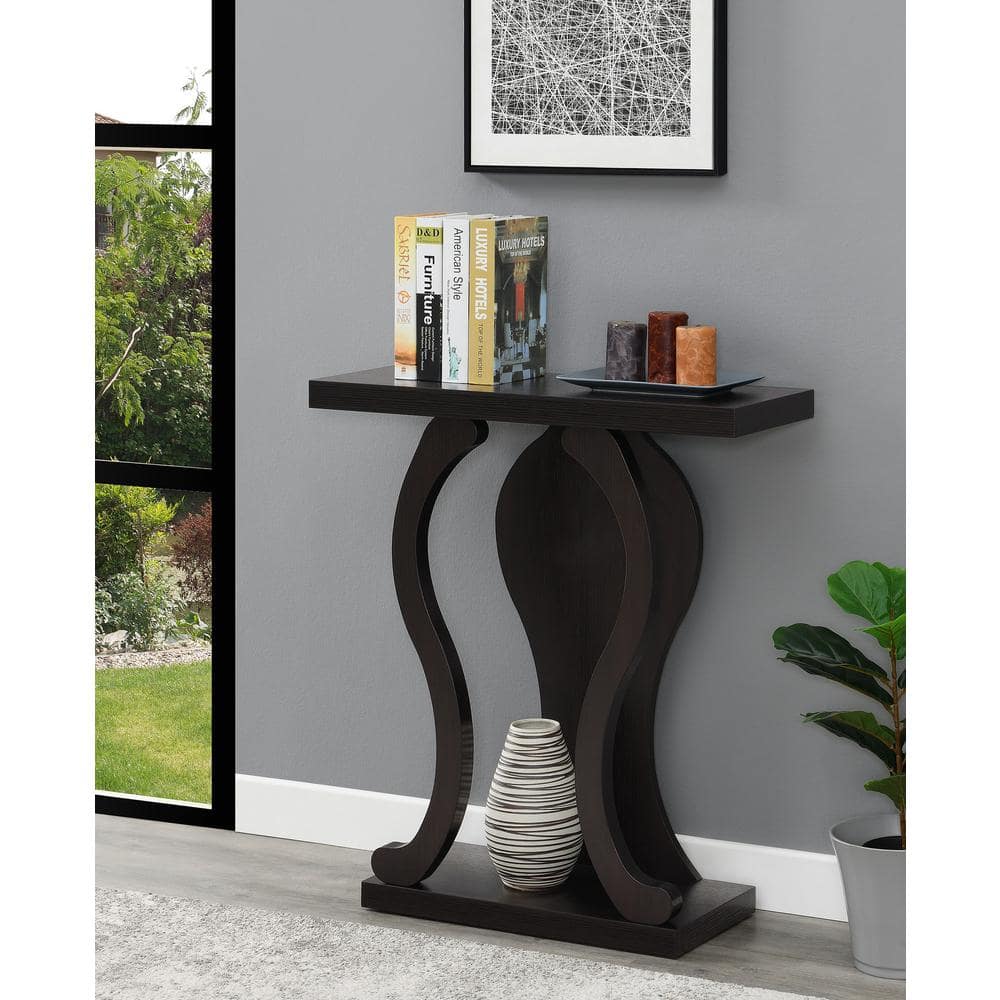 Newport Terry B Espresso Wood Console Table with Storage Shelf