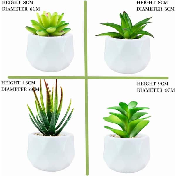 Unbranded 2.6 in. White Ceramic Indoor Outdoor Artificial Succulent Plant  Green Aesthetic Faux Desk for Bathroom Bedroom Office 59B1124C1925