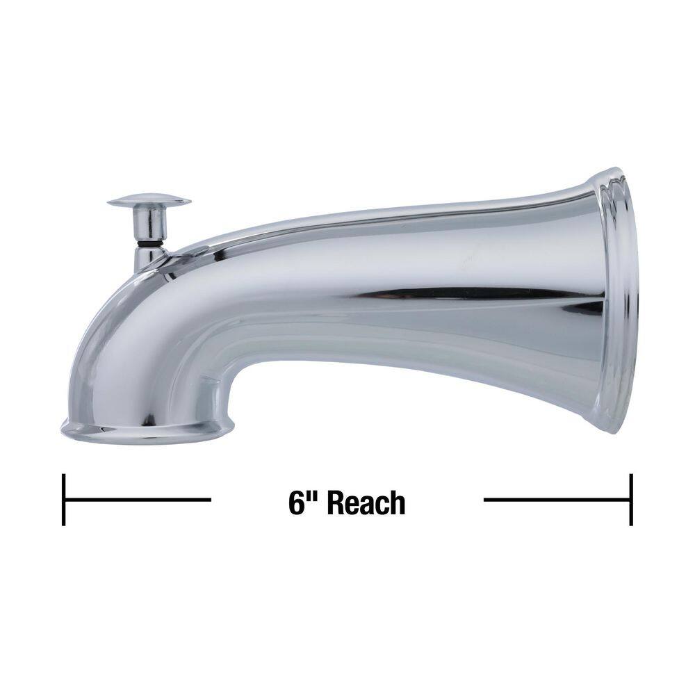 Chrome 6 Inch Tub Spout with Pull Up Diverter