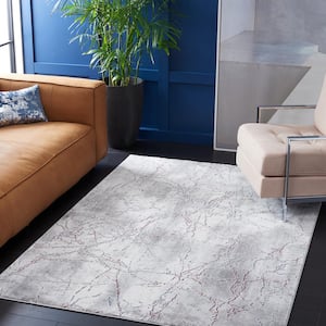 Craft Gray/Blue 7 ft. x 7 ft. Distressed Marble Square Area Rug