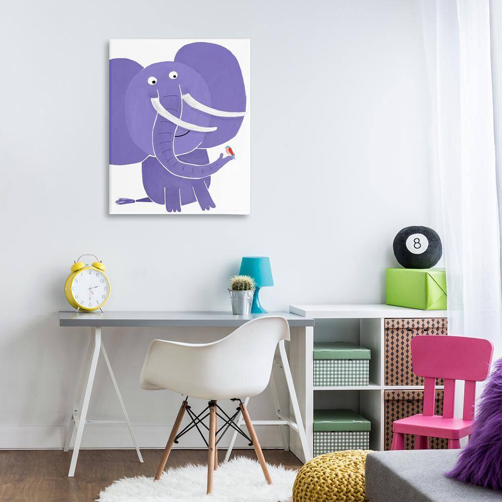 Elephant and Bird Friends by Carla Daly Unframed Animal Graphic Art Print 40 in. x 30 in. price history on PriceWatchPro